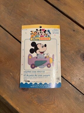 Disney Baby Mickey Airplane Cross Stitch Kit Vintage